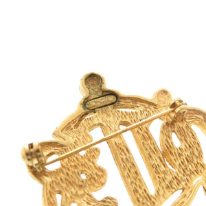 クリスチャンディオール エンブレム メタル ゴールド ブローチ 0637【中古】Christian Dior