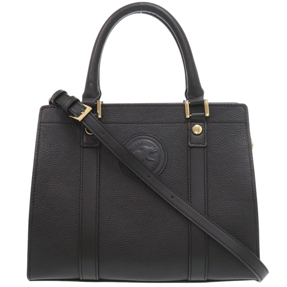 美品 ハンティングワールド 2WAY レザー ブラック ハンドバッグ 黒 0641【中古】HUNTING WORLD