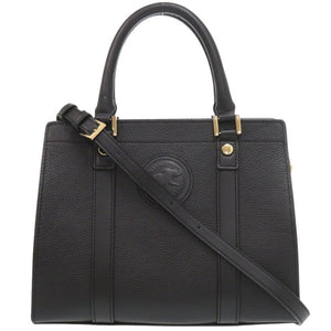 美品 ハンティングワールド 2WAY レザー ブラック ハンドバッグ 黒 0641【中古】HUNTING WORLD