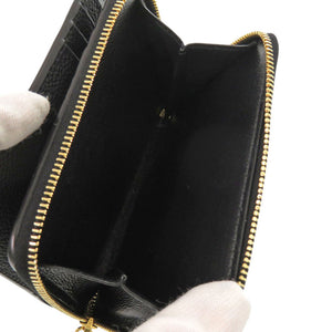 新品同様 イヴ サンローラン YSLライン ラージジップウォレット 670285 レザー ブラック 二つ折り財布 黒 0650【中古】YVES SAINT LAURENT