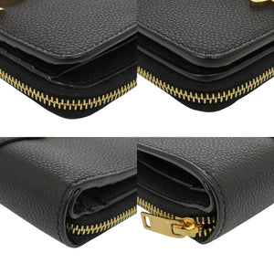新品同様 イヴ サンローラン YSLライン ラージジップウォレット 670285 レザー ブラック 二つ折り財布 黒 0650【中古】YVES SAINT LAURENT
