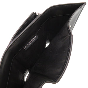 美品 ドルチェアンドガッバーナ レザー ブラック 黒 三つ折り財布 0658【中古】DOLCE&GABBANA
