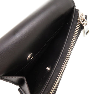 美品 ドルチェアンドガッバーナ レザー ブラック 黒 三つ折り財布 0658【中古】DOLCE&GABBANA