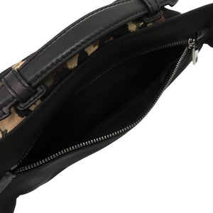 美品 ドルチェアンドガッバーナ 迷彩 カモフラージュジャカード キャンバス ナイロン ブラック 黒 ボディバッグ 0659【中古】DOLCE&GABBANA
