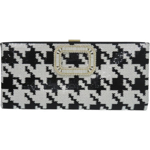 美品 ロジェヴィヴィエ スパンコール 千鳥柄 シルク ブラック 黒 クラッチバッグ 0660【中古】