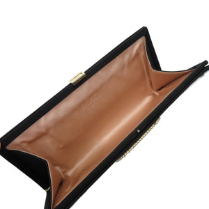 美品 ロジェヴィヴィエ スパンコール 千鳥柄 シルク ブラック 黒 クラッチバッグ 0660【中古】