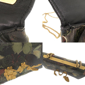 ヴァレンティノ ガラヴァーニ バタフライ 蝶 レザー グリーン チェーンショルダーバッグ ショルダーバッグ 0661【中古】Valentino Garavani