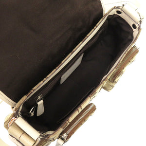 新品同様 コーチ シグネチャー レザー キャンバス ブラウン 茶 ショルダーバッグ 0663【中古】COACH