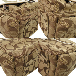 新品同様 コーチ シグネチャー レザー キャンバス ブラウン 茶 ショルダーバッグ 0663【中古】COACH