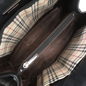 バーバリー ノバチェック レザー ブラック ハンドバッグ 黒 0667【中古】BURBERRY