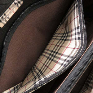 バーバリー ノバチェック レザー ブラック ハンドバッグ 黒 0667【中古】BURBERRY