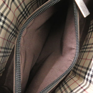 バーバリー ノバチェック レザー ブラック ハンドバッグ 黒 0667【中古】BURBERRY