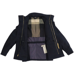 美品 バーバリー ブリット コットン ナイロン 牛革 ネイビー 紺 ジャケット 0676【中古】BURBERRY