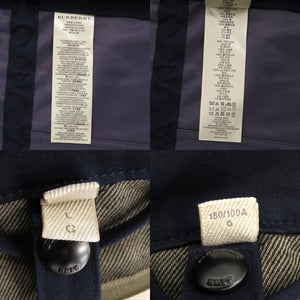 美品 バーバリー ブリット コットン ナイロン 牛革 ネイビー 紺 ジャケット 0676【中古】BURBERRY
