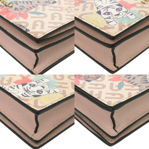 新品同様 フルラ トラ柄 レザー ピンク 二つ折り財布 0680【中古】Furla