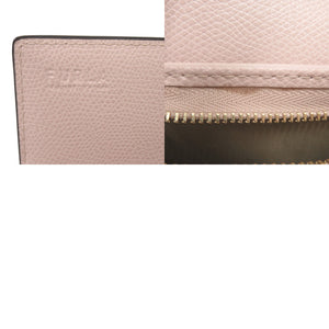 新品同様 フルラ トラ柄 レザー ピンク 二つ折り財布 0680【中古】Furla