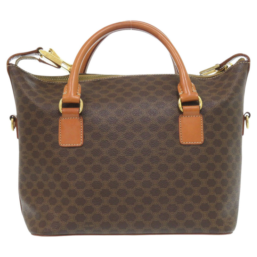 セリーヌ 2WAY マカダム MC98/2 PVC/レザー ブラウン ハンドバッグ 茶 0688【中古】CELINE