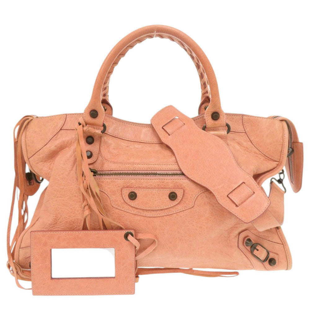 バレンシアガ ザ シティ 115748 レザー ピンク 2WAY ハンドバッグ 0693【中古】BALENCIAGA