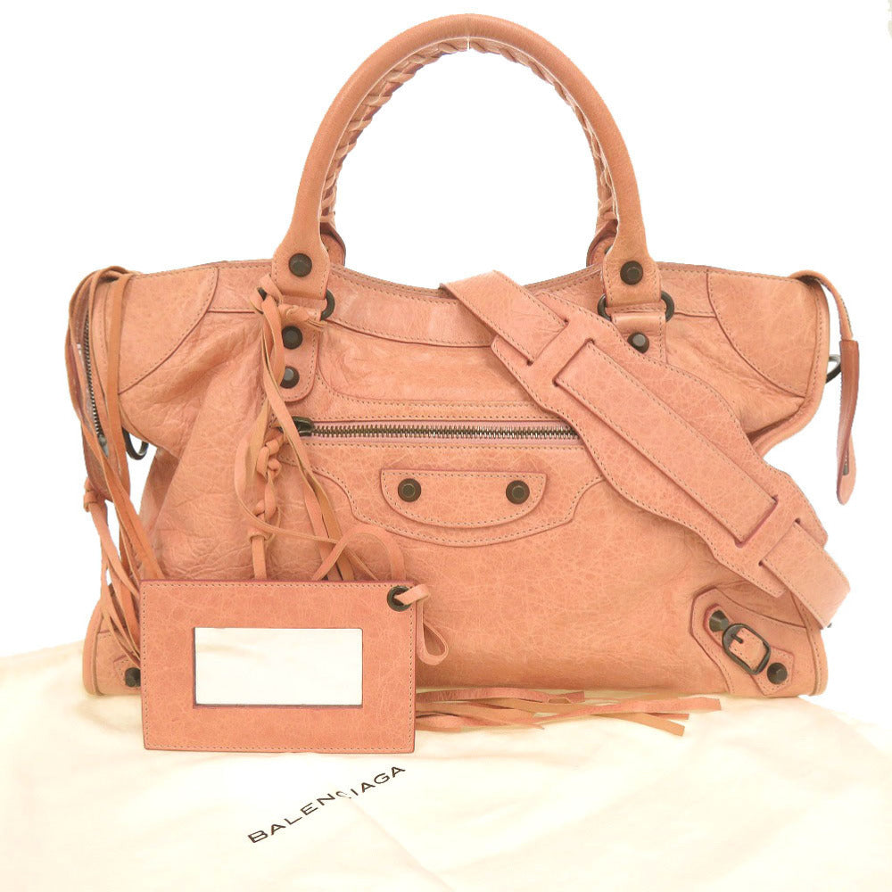 バレンシアガ ザ シティ 115748 レザー ピンク 2WAY ハンドバッグ 0693【中古】BALENCIAGA