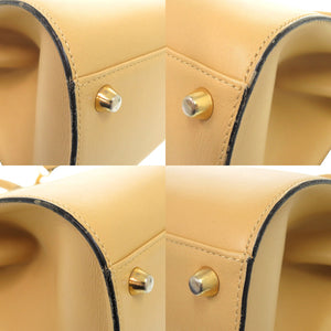 美品 クリスチャン ディオール ヴィンテージ レザー ベージュ ゴールド金具 がま口 ショルダーバッグ 0697【中古】Christian Dior