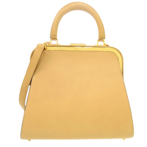 美品 クリスチャン ディオール ヴィンテージ レザー ベージュ ゴールド金具 がま口 ショルダーバッグ 0697【中古】Christian Dior