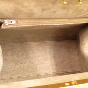 美品 クリスチャン ディオール ヴィンテージ レザー ベージュ ゴールド金具 がま口 ショルダーバッグ 0697【中古】Christian Dior