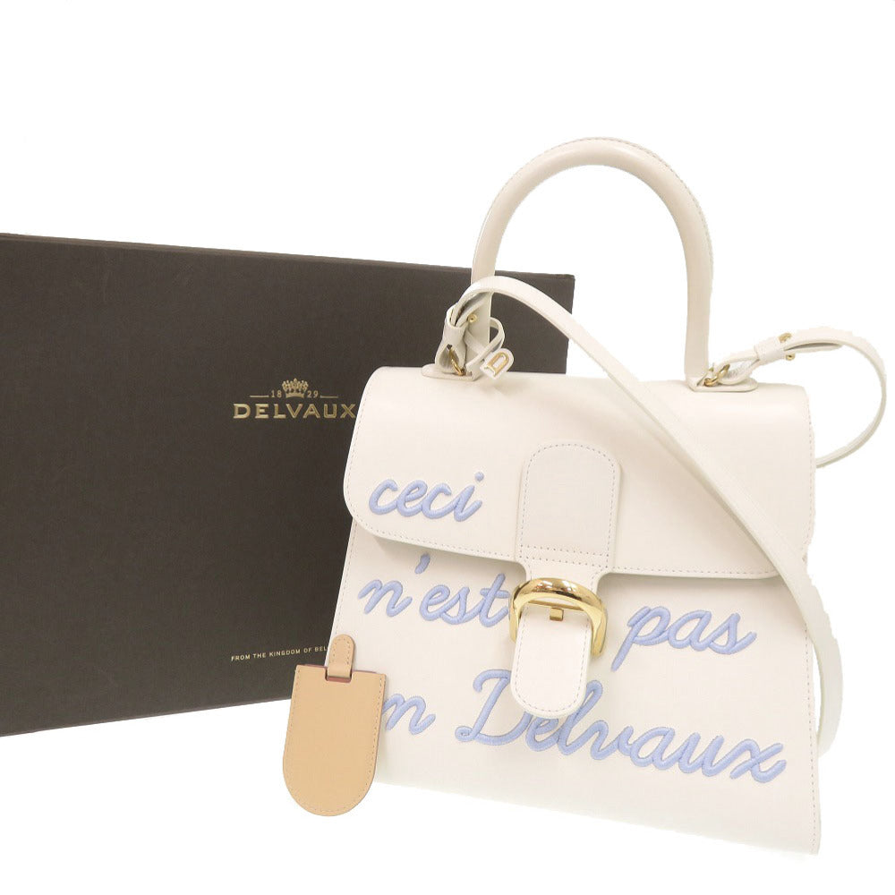 新品同様 デルボー ルーモアMM ボックスカーフ ホワイト 2WAY ショルダーバッグ ハンドバッグ 白 0756【中古】DELVAUX