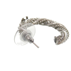 美品 シャネル フープピアス ココマーク メタル シルバー ピアス 0757【中古】CHANEL