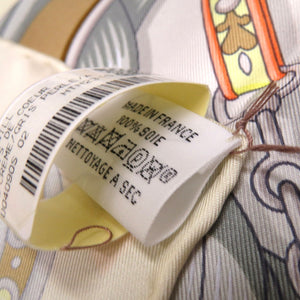 新品同様 エルメス カレ90 アルネ ドゥ クール シルク クレーム グリペルル アプリコット クリーム スカーフ 0758【中古】HERMES