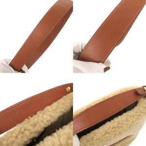 新品同様 デルボー Pin Mini Bucket Teddy パン ミニ バケット テディ レザー シープファー ベージュ ブラウン 2WAY ショルダーバッグ ハンドバッグ 0767【中古】DELVAUX