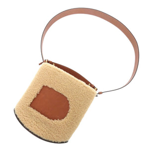 新品同様 デルボー Pin Mini Bucket Teddy パン ミニ バケット テディ レザー シープファー ベージュ ブラウン 2WAY ショルダーバッグ ハンドバッグ 0767【中古】DELVAUX