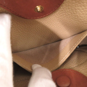 新品同様 デルボー Pin Mini Bucket Teddy パン ミニ バケット テディ レザー シープファー ベージュ ブラウン 2WAY ショルダーバッグ ハンドバッグ 0767【中古】DELVAUX