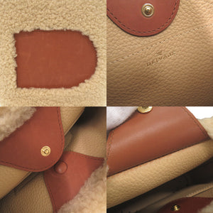 新品同様 デルボー Pin Mini Bucket Teddy パン ミニ バケット テディ レザー シープファー ベージュ ブラウン 2WAY ショルダーバッグ ハンドバッグ 0767【中古】DELVAUX