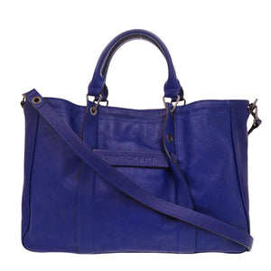 美品 ロンシャン 3D レザー ブルー 2way ハンドバッグ 青 0784【中古】Longchamp
