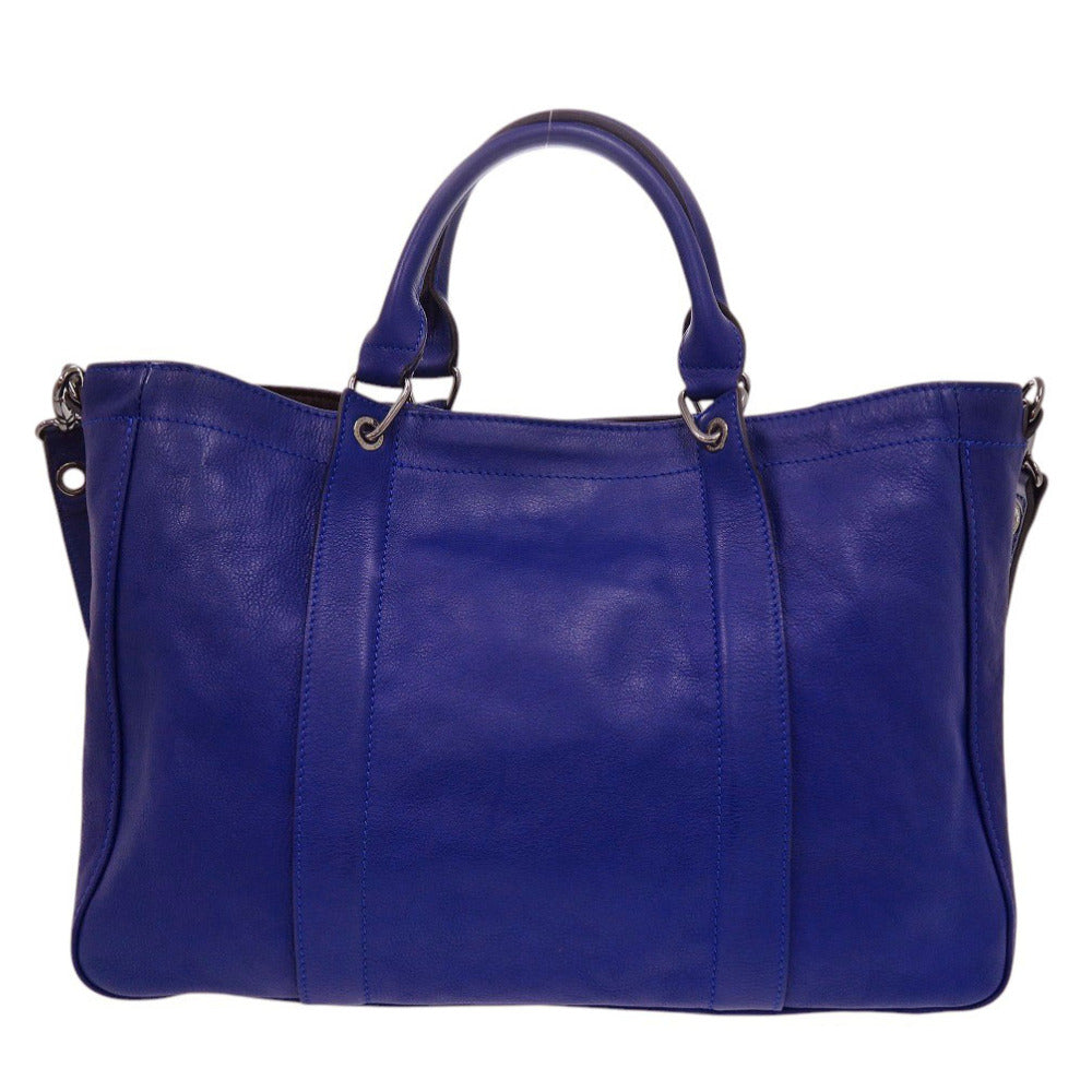 美品 ロンシャン 3D レザー ブルー 2way ハンドバッグ 青 0784【中古】Longchamp