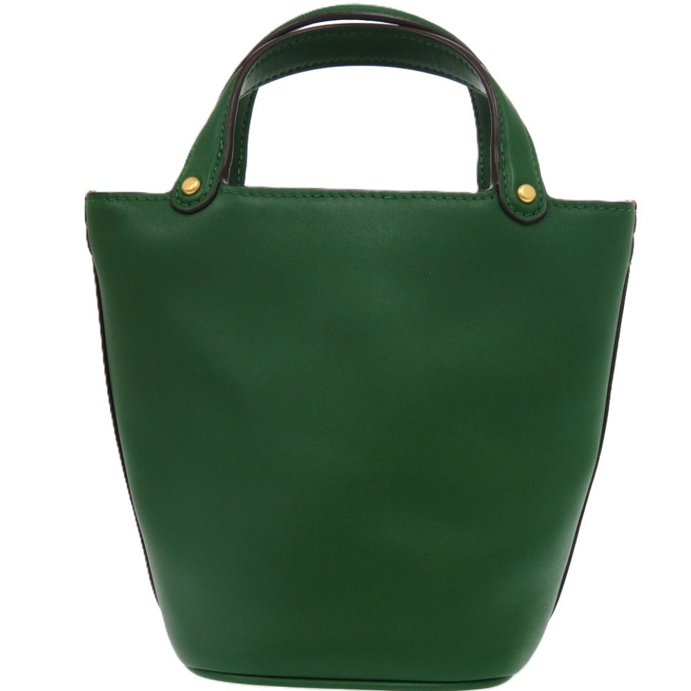 新品同様 トリーバーチ ミラー バケット レザー グリーン 緑 ハンドバッグ 0797【中古】Tory Burch