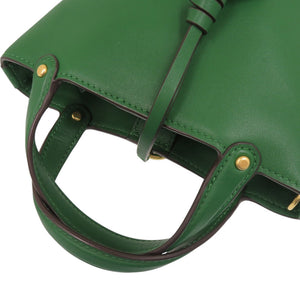 新品同様 トリーバーチ ミラー バケット レザー グリーン 緑 ハンドバッグ 0797【中古】Tory Burch