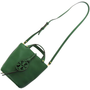 新品同様 トリーバーチ ミラー バケット レザー グリーン 緑 ハンドバッグ 0797【中古】Tory Burch