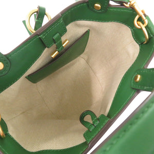 新品同様 トリーバーチ ミラー バケット レザー グリーン 緑 ハンドバッグ 0797【中古】Tory Burch