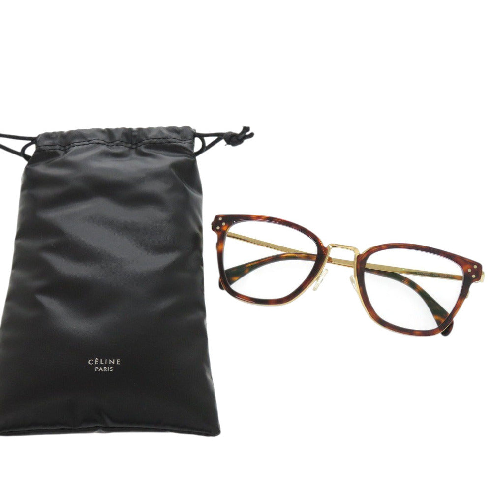 新品同様 セリーヌ メガネフレーム CL50002U プラスチック ブラウン ゴールド 0810【中古】CELINE