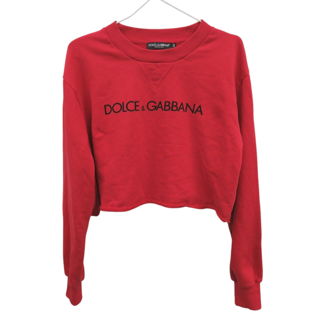 美品 ドルチェアンドガッバーナ クロップド コットン レッド スウェット セーター 赤 0822【中古】DOLCE&GABBANA