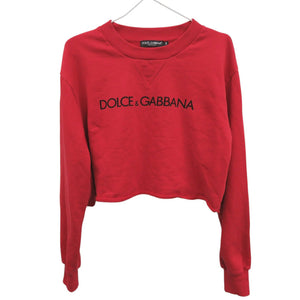 美品 ドルチェアンドガッバーナ クロップド コットン レッド スウェット セーター 赤 0822【中古】DOLCE&GABBANA