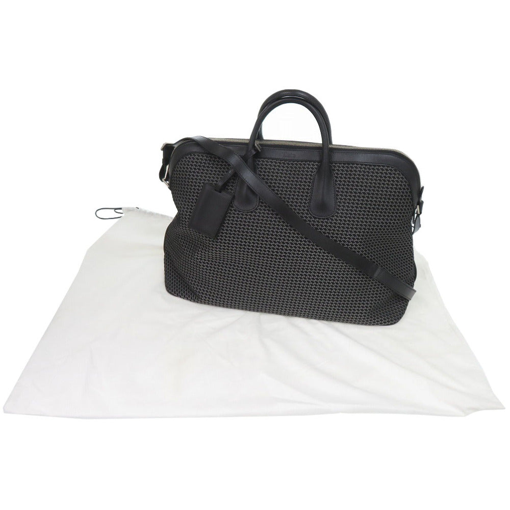 新品同様 ヴァレクストラ 2WAY K-VALマイロゴ キャンバス/レザー ブラック ボストンバッグ 黒 0824【中古】Valextra