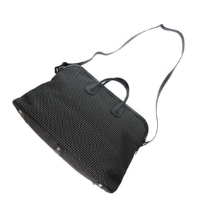 新品同様 ヴァレクストラ 2WAY K-VALマイロゴ キャンバス/レザー ブラック ボストンバッグ 黒 0824【中古】Valextra