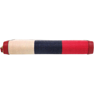 美品 グッチ トリコロール プリント ジップアラウンドウォレット 524790 キャンバス レザー レッド 赤 長財布 0829【中古】GUCCI