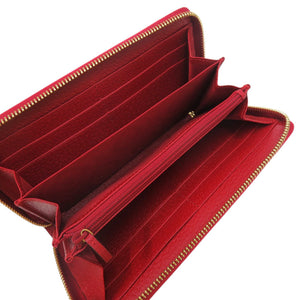 美品 グッチ トリコロール プリント ジップアラウンドウォレット 524790 キャンバス レザー レッド 赤 長財布 0829【中古】GUCCI