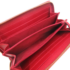 美品 グッチ トリコロール プリント ジップアラウンドウォレット 524790 キャンバス レザー レッド 赤 長財布 0829【中古】GUCCI