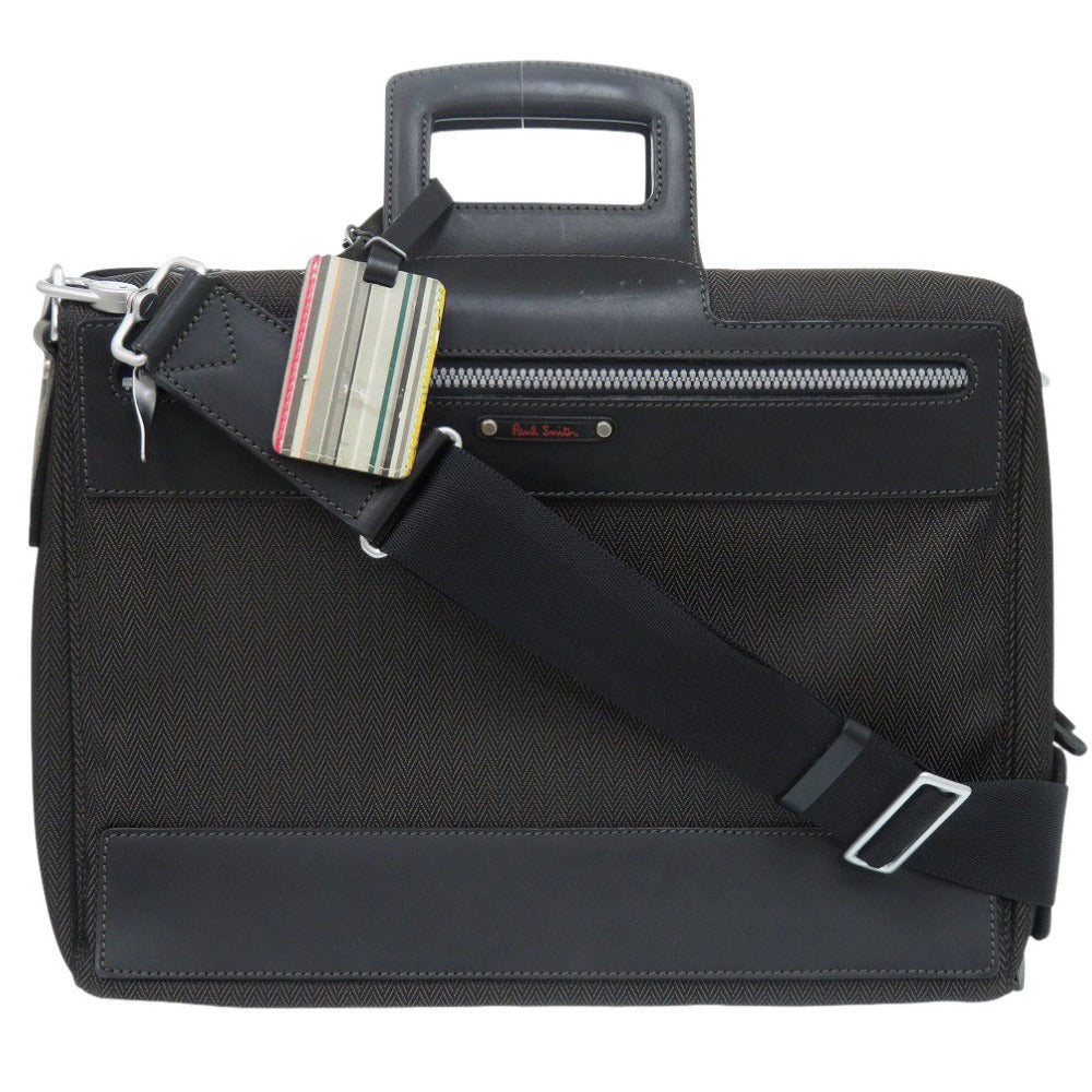 ポールスミス 2WAY キャンバス ブラック ビジネスバッグ ブリーフケース 黒 0849【中古】Paul Smith