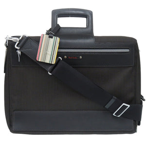 ポールスミス 2WAY キャンバス ブラック ビジネスバッグ ブリーフケース 黒 0849【中古】Paul Smith