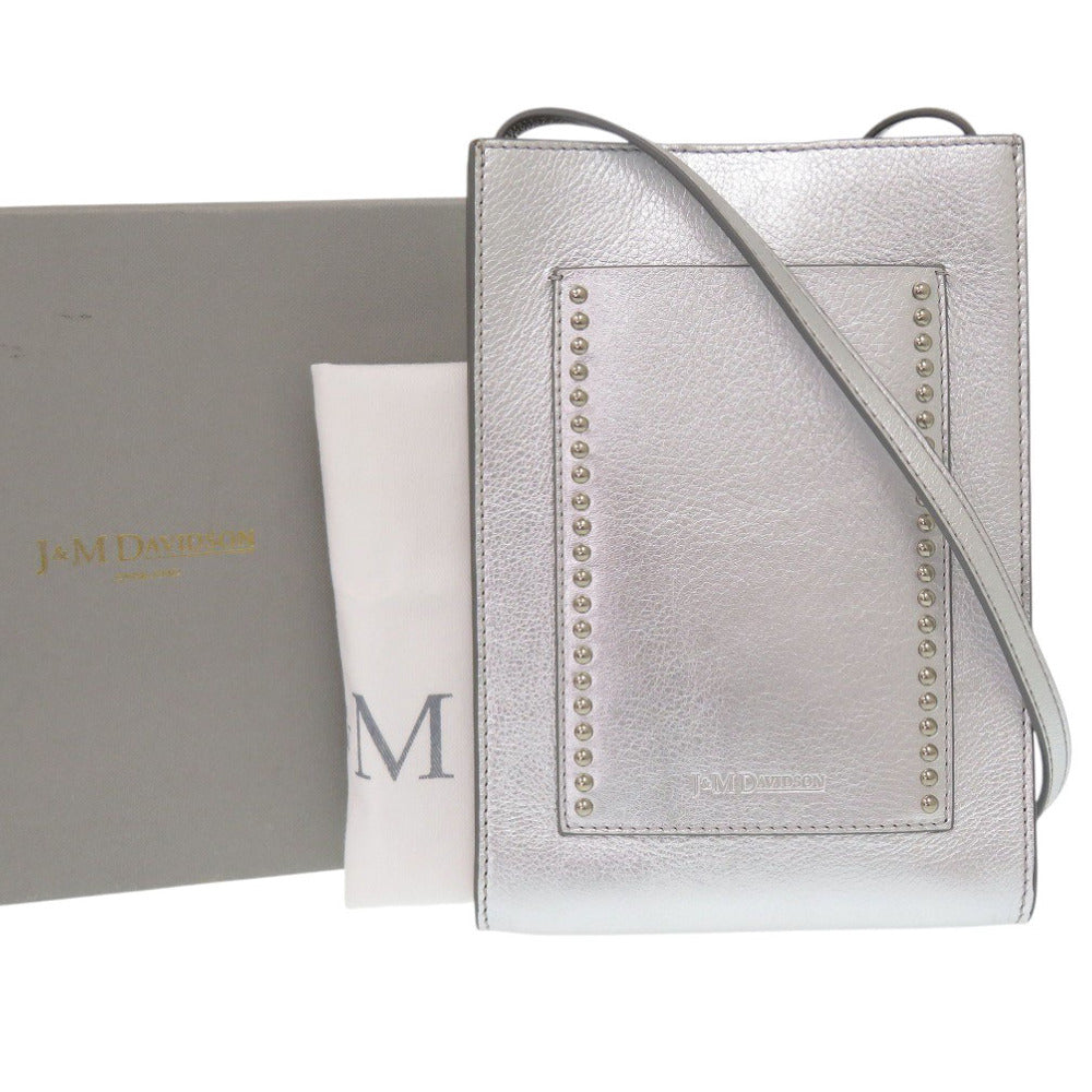 美品 ジェイアンドエムデヴィッドソン レザー シルバー ショルダーバッグ 0861【中古】J&M Davidson